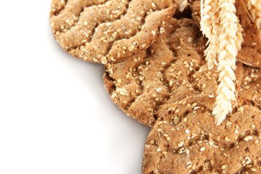 lezzetli crispbread ve kulakları, üzerinde beyaz izole