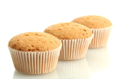 beyaz izole lezzetli muffin kekler