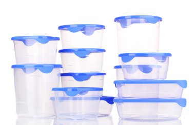 plastik üzerinde beyaz izole besin konteynerler