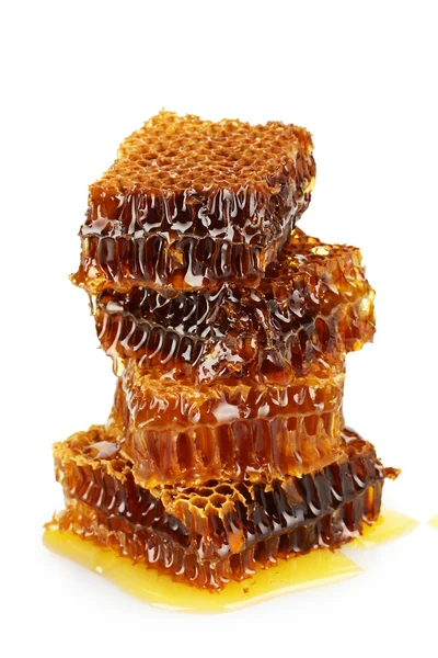 Favi dolci con miele, isolati su bianco — Foto Stock