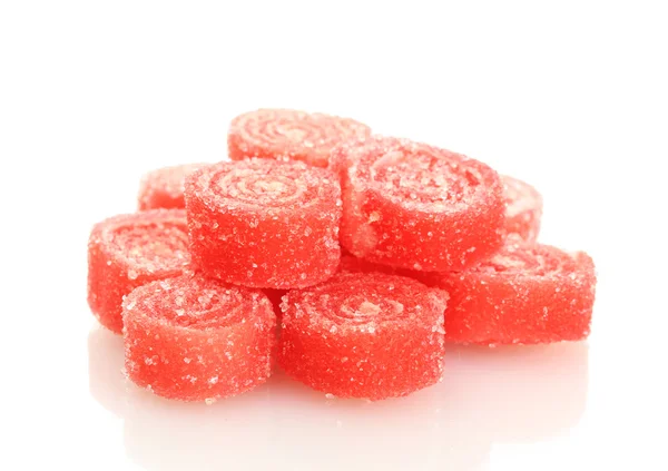 Red jelly candies isolated on white — Stock Photo, Image