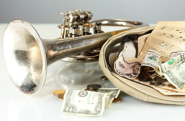 Instrument de musique avec argent isolé sur blanc — Photo