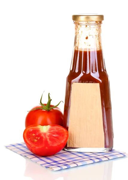 Sauce tomate en bouteille isolée sur blanc — Photo