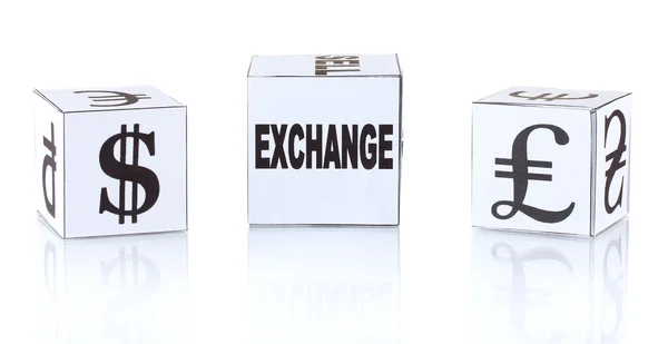 Forex. currency in the white dices on white background — Stock Photo, Image