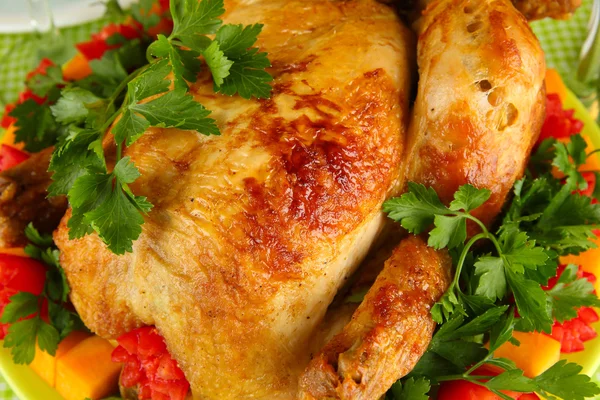 Roasted chicken close-up. Thanksgiving Day — Stock Photo, Image