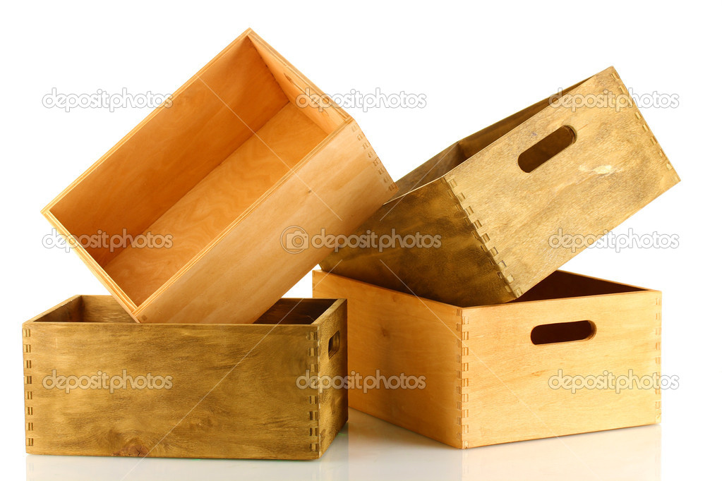 Empty wooden crates isolated on white Stock Photo by ©belchonock 13485752