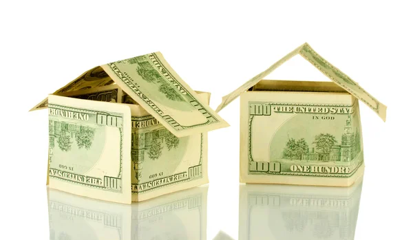 Dollar huizen geïsoleerd op witte achtergrond close-up — Stockfoto