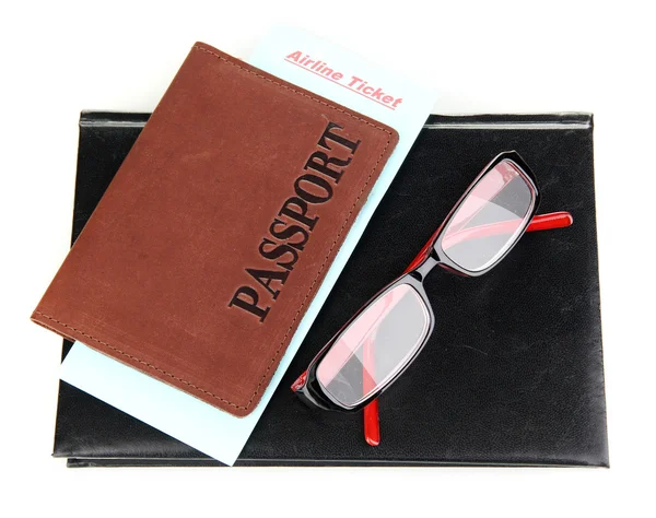 Passport and ticket isolated on white — Stock Photo, Image