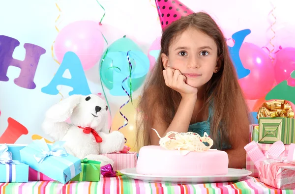 Little beautiful girl celebrate her birthday — Stock Photo, Image