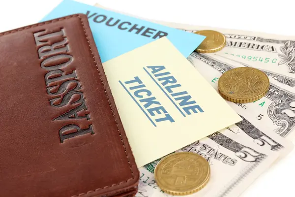 Passport and ticket close-up — Stock Photo, Image