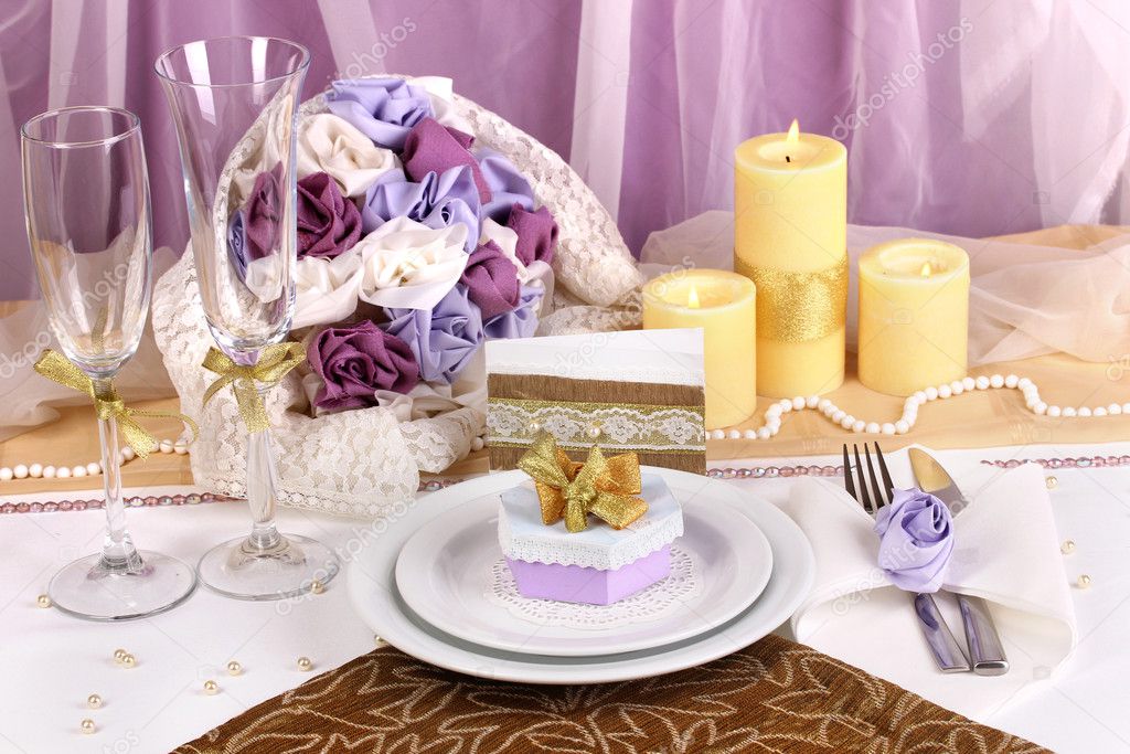 Purple White And Gold Wedding Serving Fabulous Wedding Table In