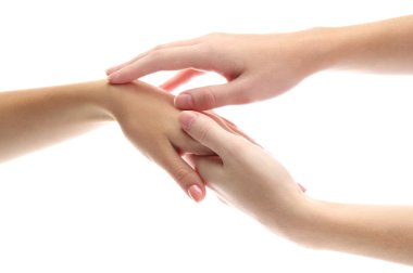 el masajı, üzerinde beyaz izole