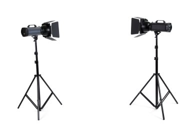 Işık ekipmanlı boş fotoğraf stüdyosu
