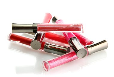 güzel dudak glosses, üzerinde beyaz izole