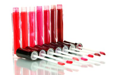 güzel dudak glosses, üzerinde beyaz izole