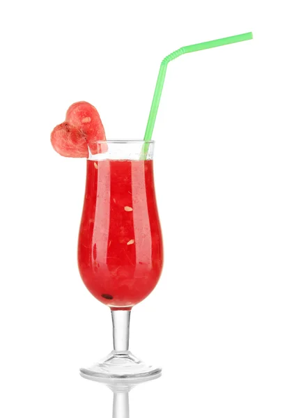 Szklanka soku świeżego arbuza na białym tle — Zdjęcie stockowe