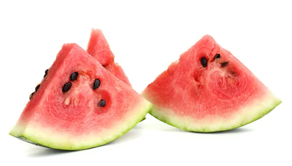 Süße Wassermelonenscheiben isoliert auf weiß — Stockfoto