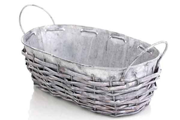 Cesta gris vacía aislada en blanco — Foto de Stock