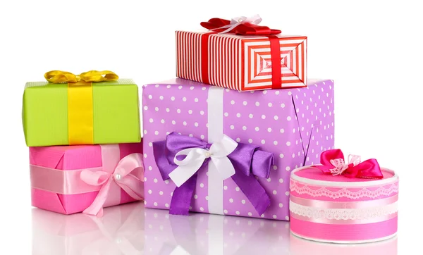 Colorful gifts isolated on white — Stock Photo, Image