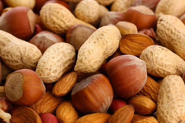 Assortment of tasty nuts, close up — Stock Photo, Image