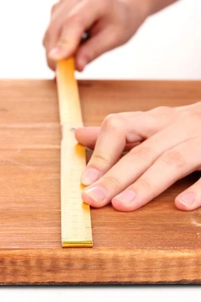 Mesure de la planche en bois close-up — Photo