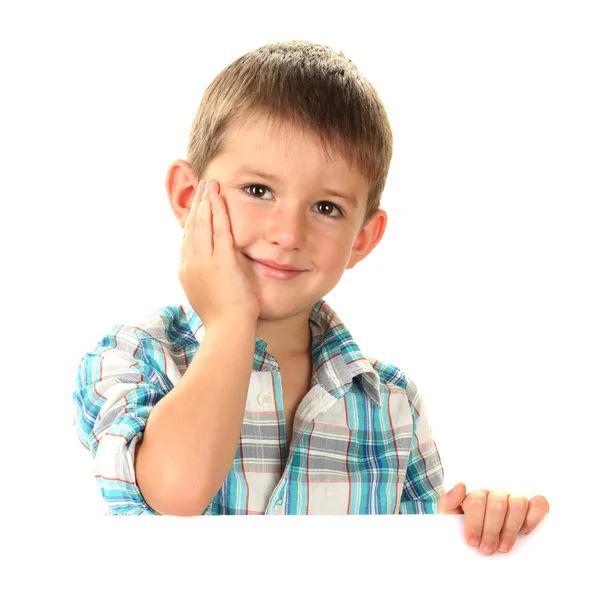 Retrato de niño feliz aislado en blanco —  Fotos de Stock