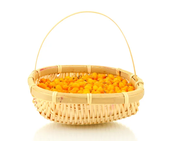 Sea buckthorn in basket isolated on white — Stock Photo, Image