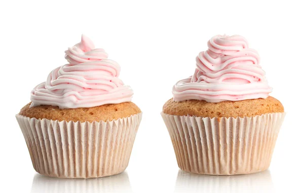 Gustosi cupcake, isolati su bianco — Foto Stock