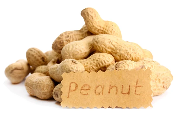 Tasty peanuts, isolated on white — Stock Photo, Image