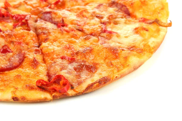 Tasty pepperoni pizza isolated on white — Stock Photo, Image