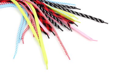 beyaz izole renkli ayakkabı bağcığı