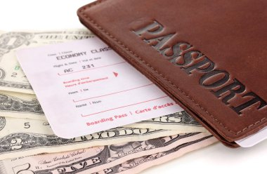 pasaport ve bilet yakın çekim