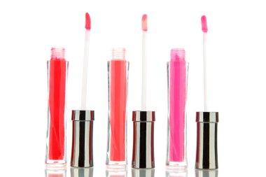 güzel dudak glosses, üzerinde beyaz izole