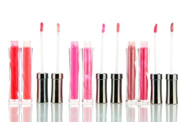 güzel dudak glosses, üzerinde beyaz izole