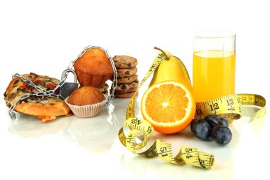 yararlı ve zararlı gıda üzerine beyaz izole