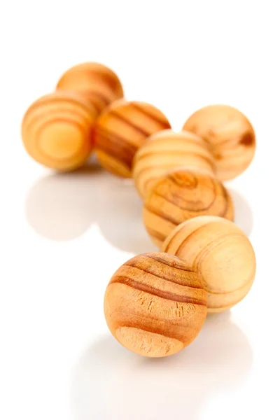 Wooden balls isolated on white — Stock Photo, Image