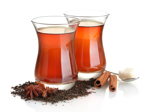 Glasses of Turkish tea, isolated on white — Stock Photo, Image