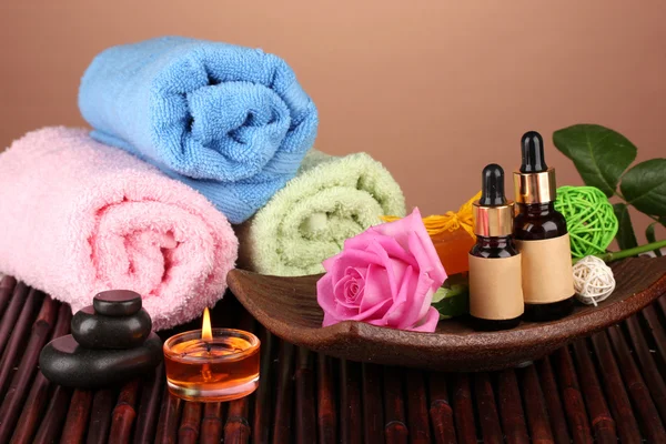 Spa setting on brown background — Stock Photo, Image