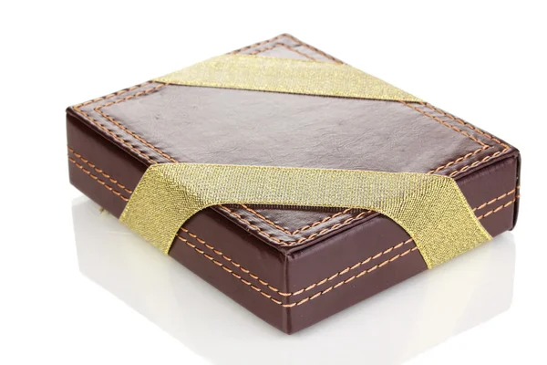 Şerit üzerinde beyaz izole kahverengi kutusu