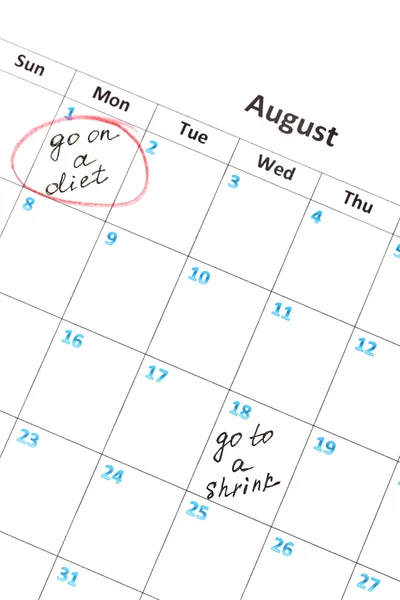 Notes on the calendar, close-up — Stock Photo, Image