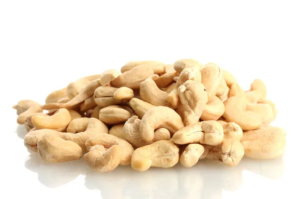 Tasty cashew nuts, isolated on white — Stock Photo, Image