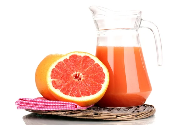 葡萄柚汁和葡萄柚上白色隔离 — 图库照片