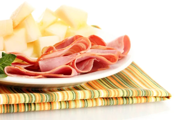 Parma ham and melon, isolated on white — Stock Photo, Image