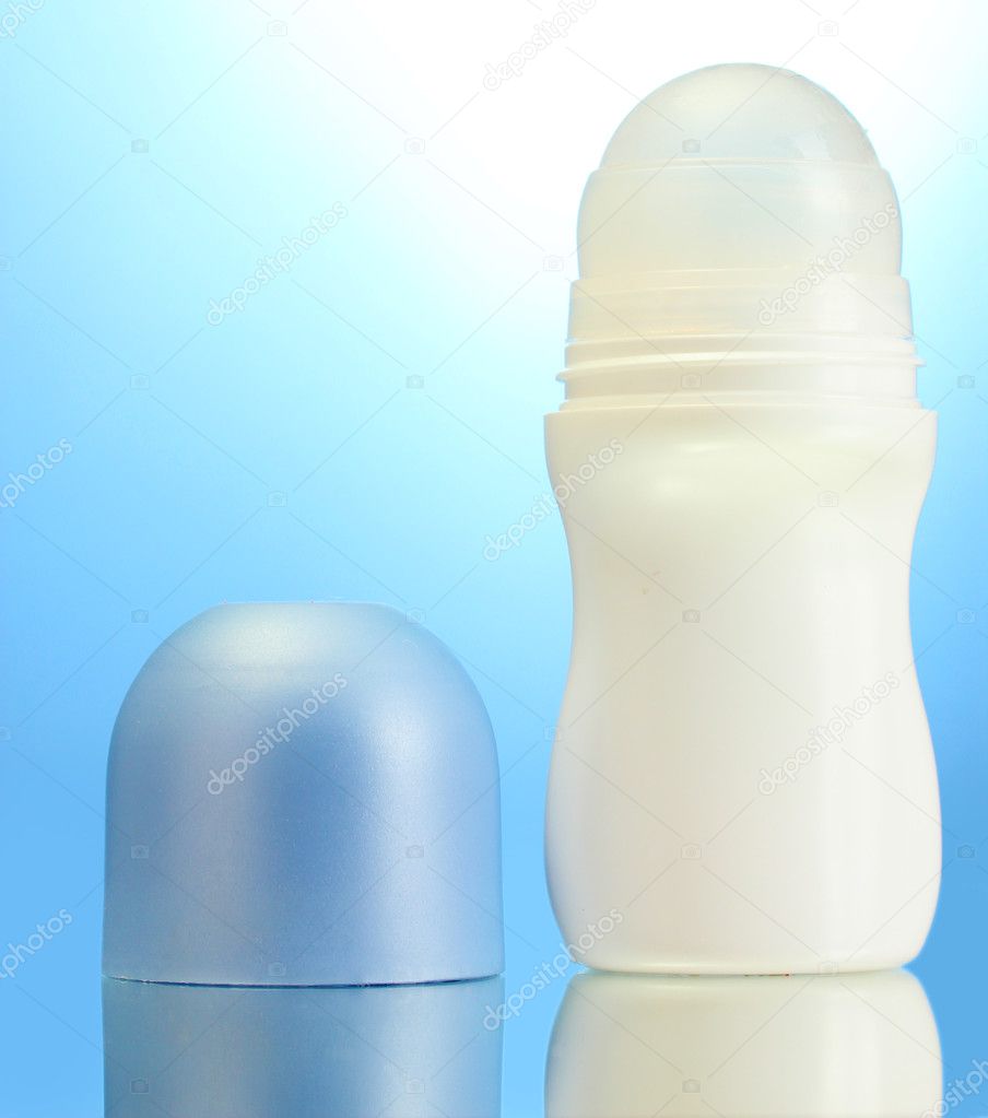 deodorant on blue background