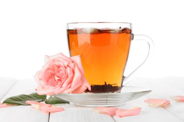 çay Güllü Beyaz ahşap tablo