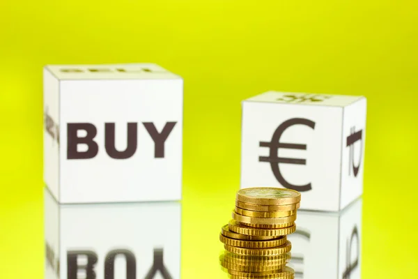 Forex. currency in the white dices on green background — Stock Photo, Image