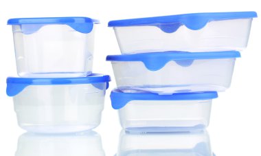plastik üzerinde beyaz izole besin konteynerler