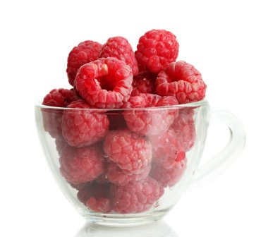 cam fincan beyaz izole olgun ahududu