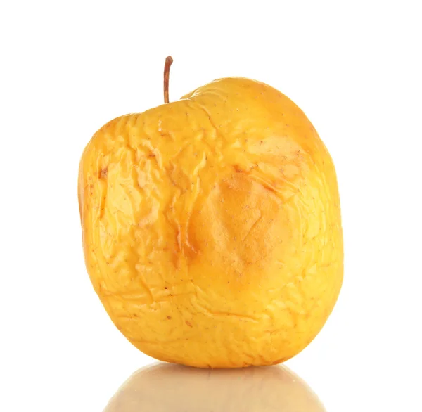 Pomme jaune comme concept de peau problématique, isolée sur blanc — Photo