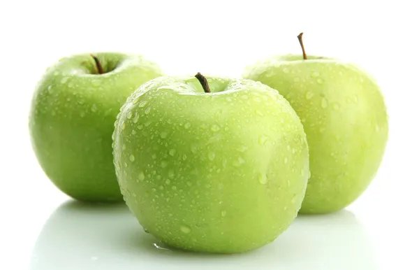 Ripe green apples isolated on white — Stock Photo, Image